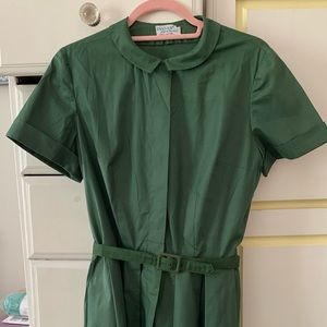 Peter Pan Collar Green Shirtdress REAL Vintage